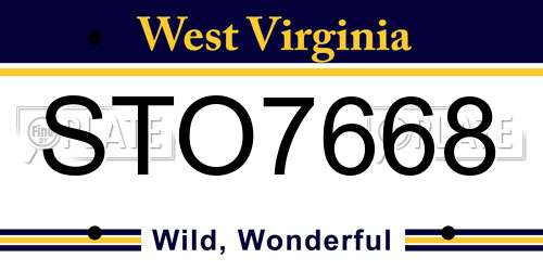 STO7668 West Virginia License Plate