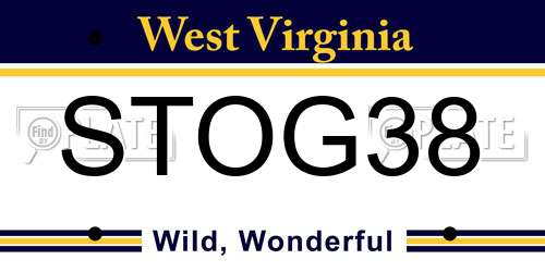 STOG38 West Virginia License Plate