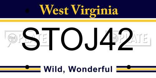 STOJ42 West Virginia License Plate