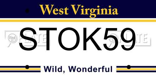 STOK59 West Virginia License Plate