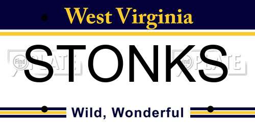 STONKS West Virginia License Plate