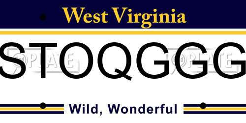 STOQGGG West Virginia License Plate