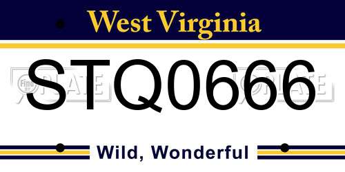 STQ0666 West Virginia License Plate