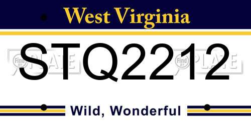 STQ2212 West Virginia License Plate