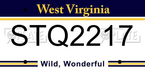 STQ2217 West Virginia License Plate