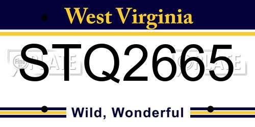 STQ2665 West Virginia License Plate