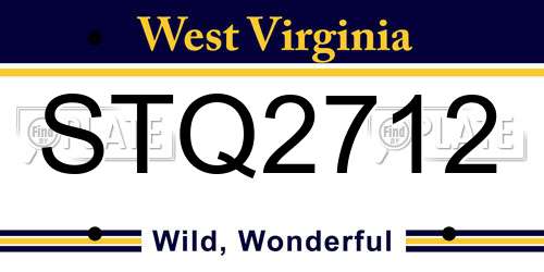 STQ2712 West Virginia License Plate