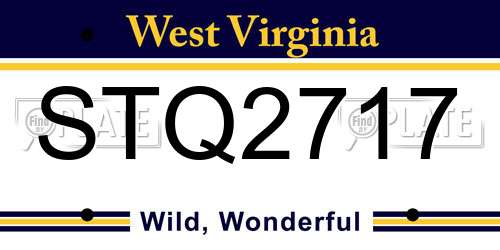 STQ2717 West Virginia License Plate