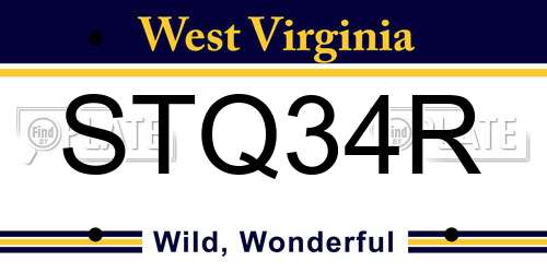 STQ34R West Virginia License Plate