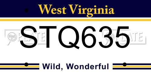 STQ635 West Virginia License Plate