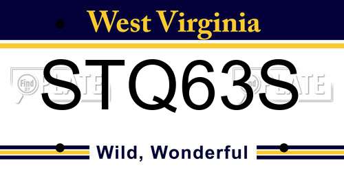 STQ63S West Virginia License Plate