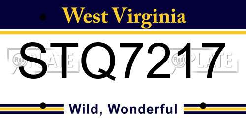 STQ7217 West Virginia License Plate
