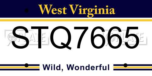 STQ7665 West Virginia License Plate