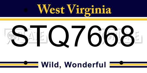 STQ7668 West Virginia License Plate