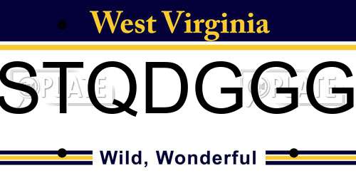 STQDGGG West Virginia License Plate