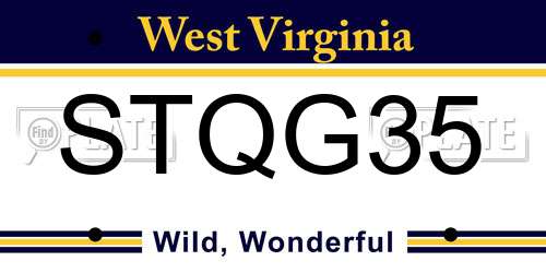 STQG35 West Virginia License Plate