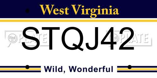 STQJ42 West Virginia License Plate