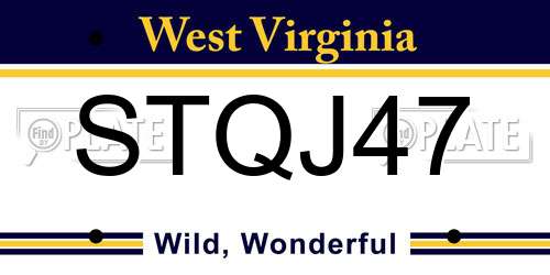 STQJ47 West Virginia License Plate
