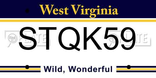 STQK59 West Virginia License Plate