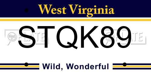 STQK89 West Virginia License Plate