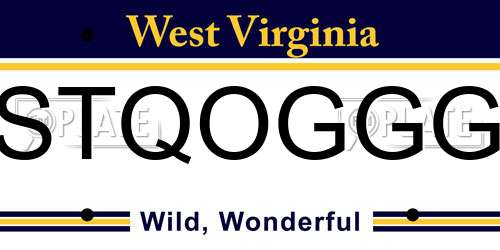 STQOGGG West Virginia License Plate