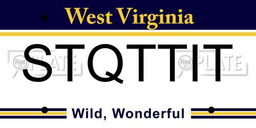 STQTTIT West Virginia License Plate