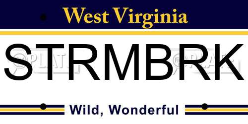 STRMBRK West Virginia License Plate