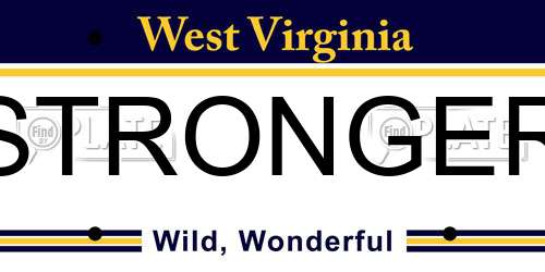 STRONGER West Virginia License Plate
