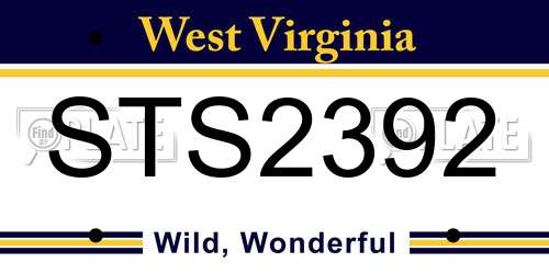STS2392 West Virginia License Plate