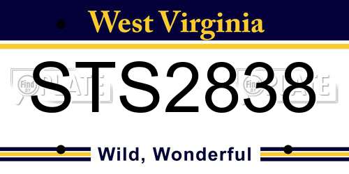 STS2838 West Virginia License Plate