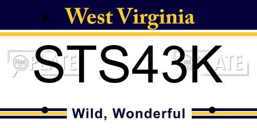 STS43K West Virginia License Plate