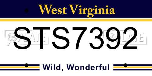 STS7392 West Virginia License Plate
