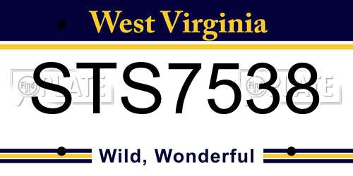 STS7538 West Virginia License Plate