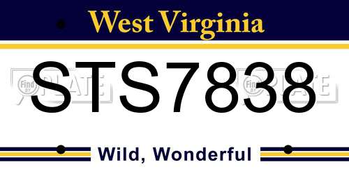 STS7838 West Virginia License Plate