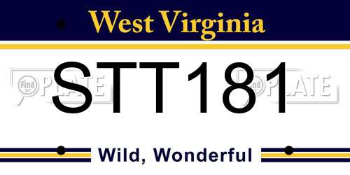 STT181 West Virginia License Plate