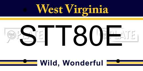 STT80E West Virginia License Plate
