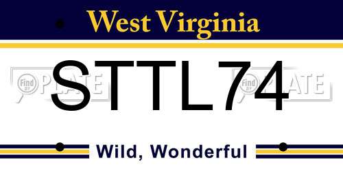 STTL74 West Virginia License Plate