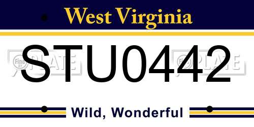 STU0442 West Virginia License Plate