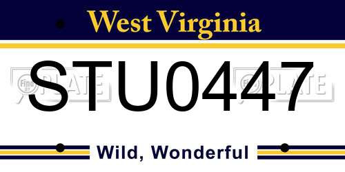 STU0447 West Virginia License Plate