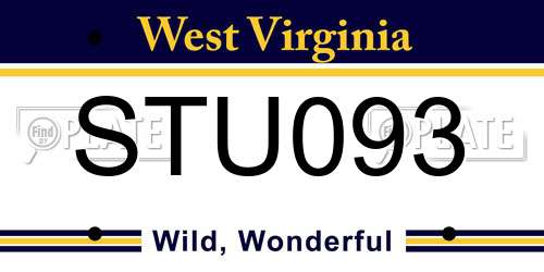 STU093 West Virginia License Plate