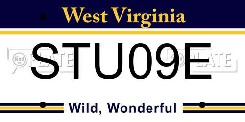 STU09E West Virginia License Plate