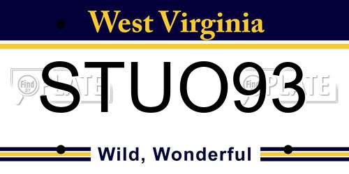 STUO93 West Virginia License Plate