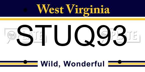 STUQ93 West Virginia License Plate