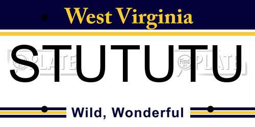 STUTUTU West Virginia License Plate