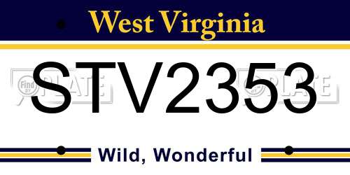 STV2353 West Virginia License Plate
