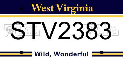 STV2383 West Virginia License Plate