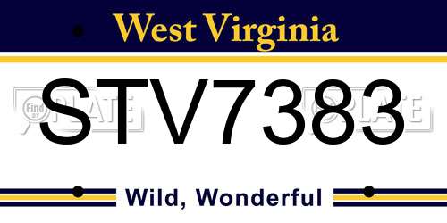 STV7383 West Virginia License Plate