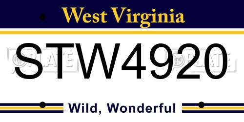 STW4920 West Virginia License Plate