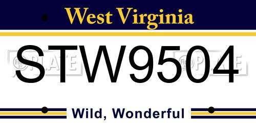 STW9504 West Virginia License Plate