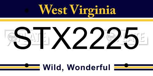 STX2225 West Virginia License Plate